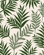 Green Fern Leaf Pattern Design Rug