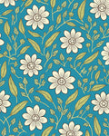 Cream and Green Floral Botanical Motif Rug
