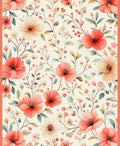 Coral Floral Vine Pattern Rug