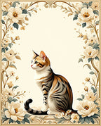 Floral Cat Archway Cream and Gold Rug