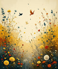 Wildflowers and Birds Impressionist Artwork Rug