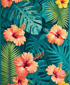 Tropical Hibiscus 3 Leaf Pattern Rug