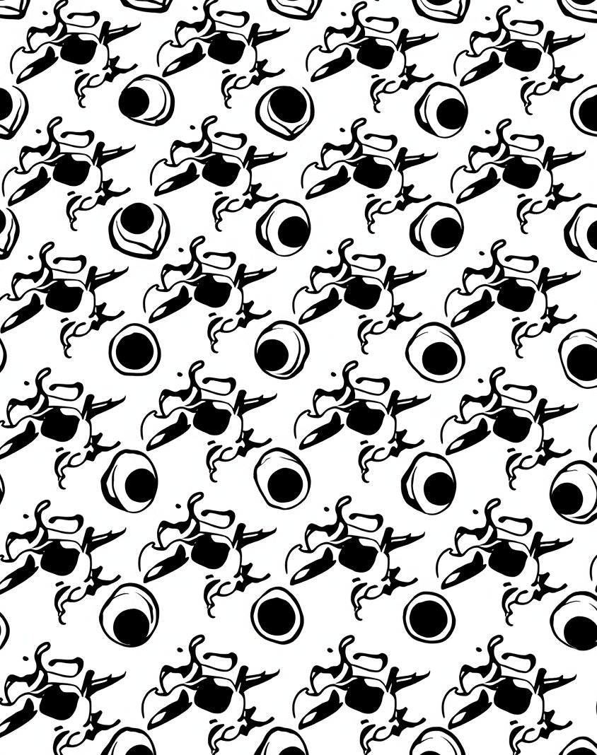 Abstract Black White Eye Pattern Rug