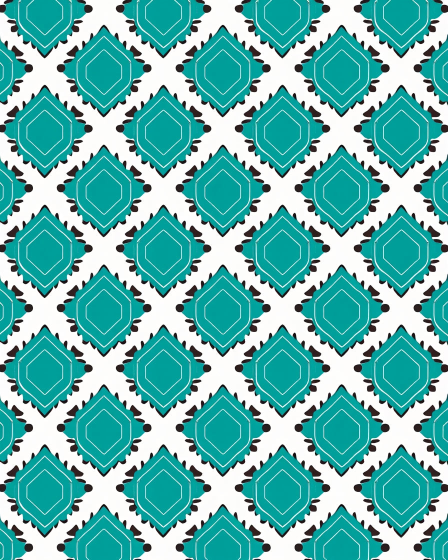 Teal Geometric Diamond Pattern Rug