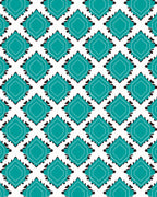 Teal Geometric Diamond Pattern Rug