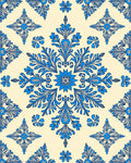 Ornate Floral Damask Blue Pattern Rug