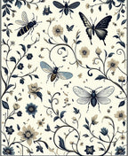 Botanical Insect Floral Pattern Design Rug