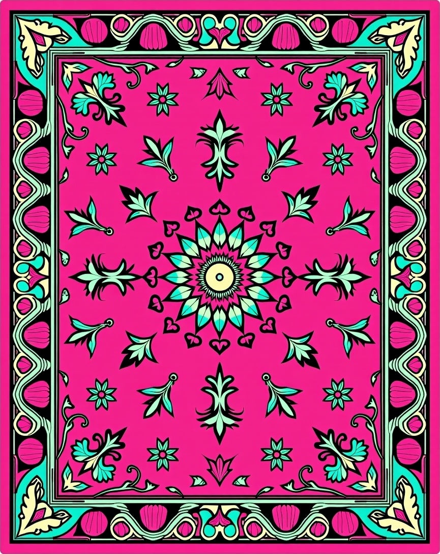 Vibrant Floral Mandala Pattern Rug