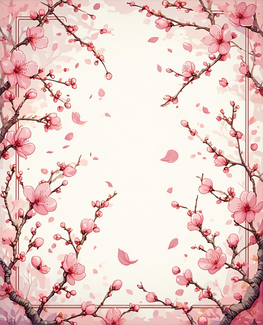 Pink Cherry Blossom Floral Pattern Rug