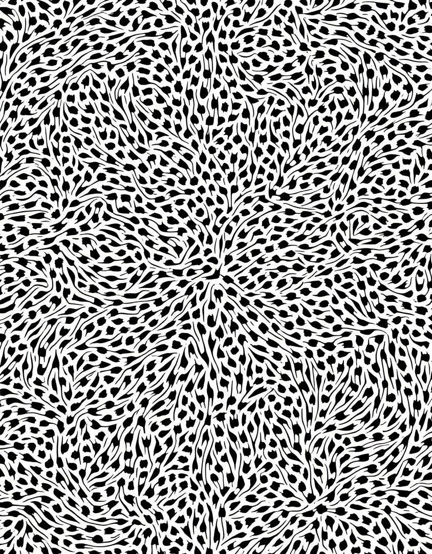 Black White Organic Flowing Pattern Rug