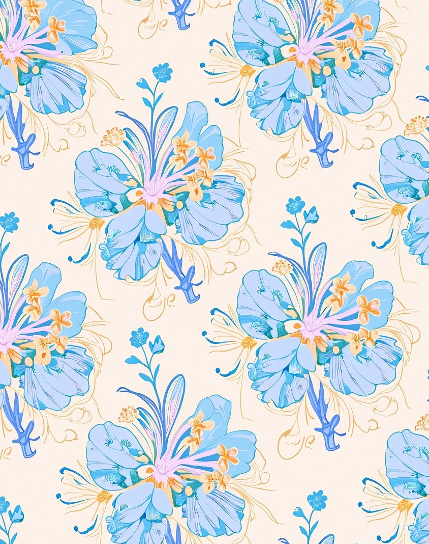 Light Blue Floral Pattern Design Rug