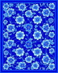 Blue Floral Vintage Scrollwork Rug