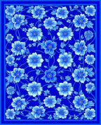 Blue Floral Vintage Scrollwork Rug