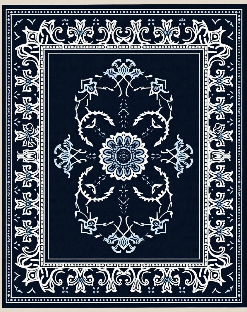 Ornate Floral Mandala Design Rug