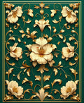 Ornate Gold Floral Embossed Rug