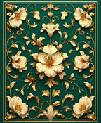 Ornate Gold Floral Embossed Rug