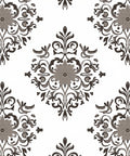 Gray Floral Damask Medallion Arrangement Rug