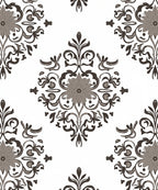 Gray Floral Damask Medallion Arrangement Rug
