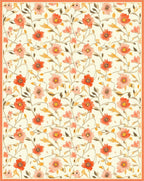 Whimsical Coral Floral Vine Pattern Rug