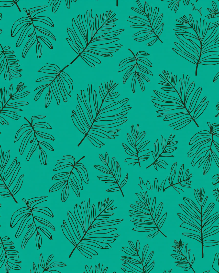 Emerald Green Tropical Leaf Pattern Rug