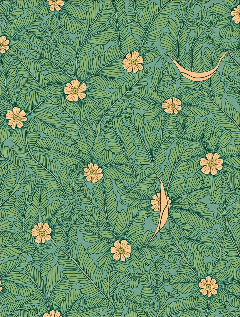 Tropical Leaf and Flower Pattern Rug