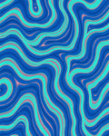 Abstract Blue Teal Pink Wave Pattern Rug