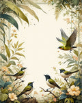 Birds and Lush Foliage Pattern Design Rug