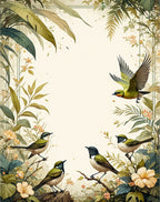 Birds and Lush Foliage Pattern Design Rug