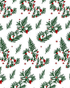 Green Pine Berry Sprig Repeating Arrangement Rug