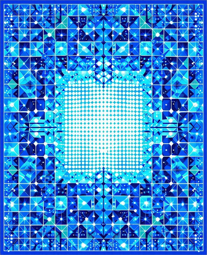 Radiant Blue Geometric Dot Pattern Rug