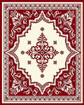Crimson Cream Ornate Floral Medallion Rug