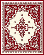 Crimson Cream Ornate Floral Medallion Rug
