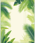Lush Green Tropical Leaf Pattern Rug