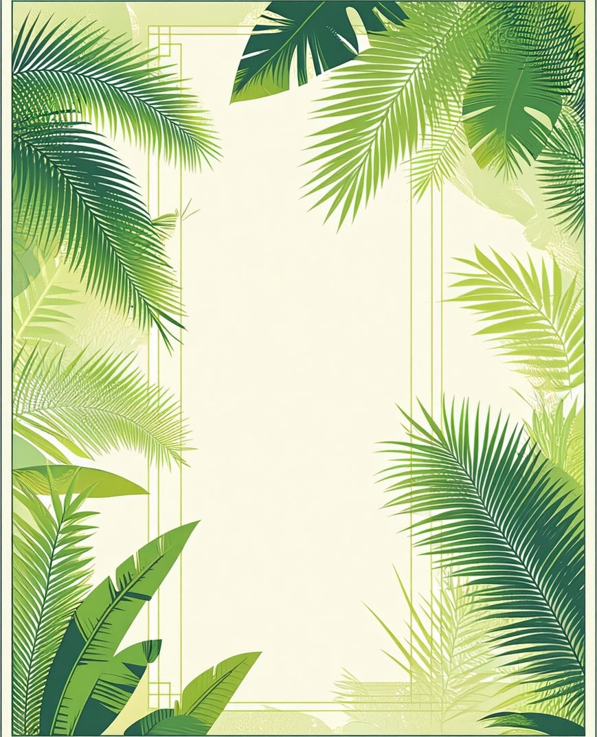 Lush Green Tropical Leaf Pattern Rug