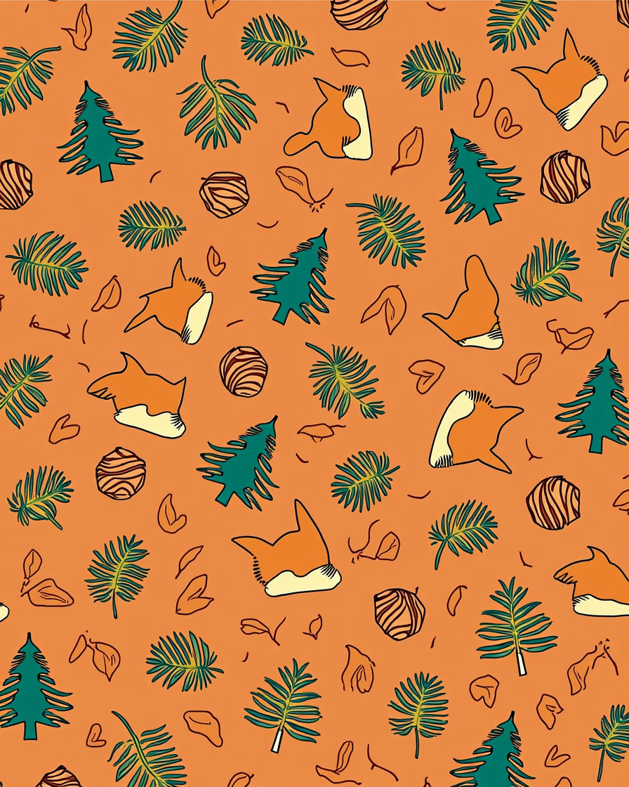 Whimsical Forest Animals Leaf Pattern Rug