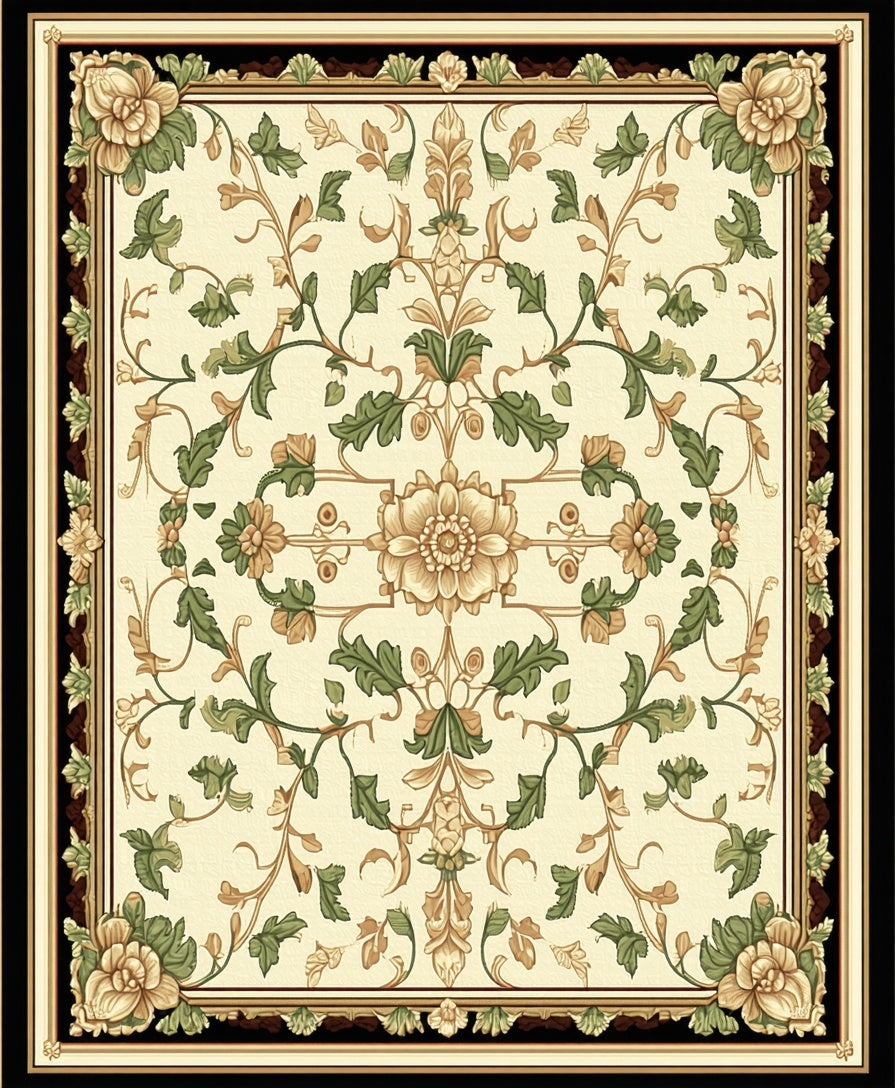 Classic Floral Vine Scroll Pattern Rug
