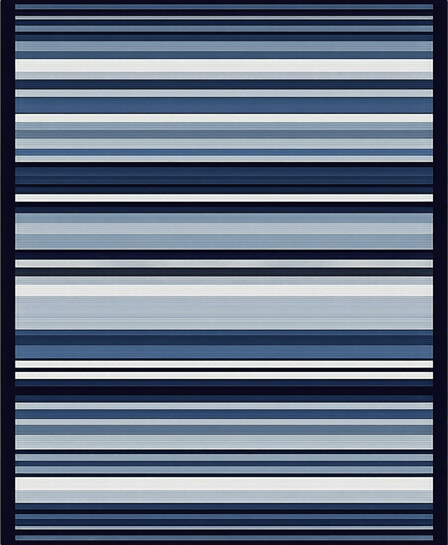 Shades of Blue Striped Modern Rug