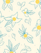 Simple Yellow Daisy Outline Pattern Rug