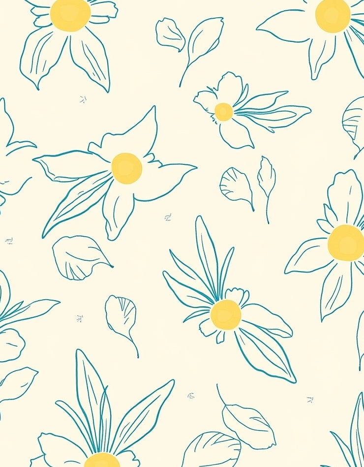 Simple Yellow Daisy Outline Pattern Rug