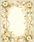 Gold Floral Scrollwork Vintage Rug