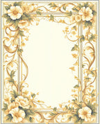 Gold Floral Scrollwork Vintage Rug