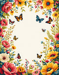 Floral Butterflies Vibrant Garden Print Rug