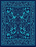 Intricate Teal Floral Scroll Pattern Rug