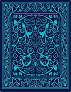 Intricate Teal Floral Scroll Pattern Rug