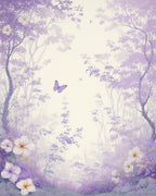 Enchanted Forest Lavender Butterflies Floral Design Rug
