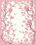 Pink Rose Floral Vine Design Rug