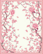Pink Rose Floral Vine Design Rug