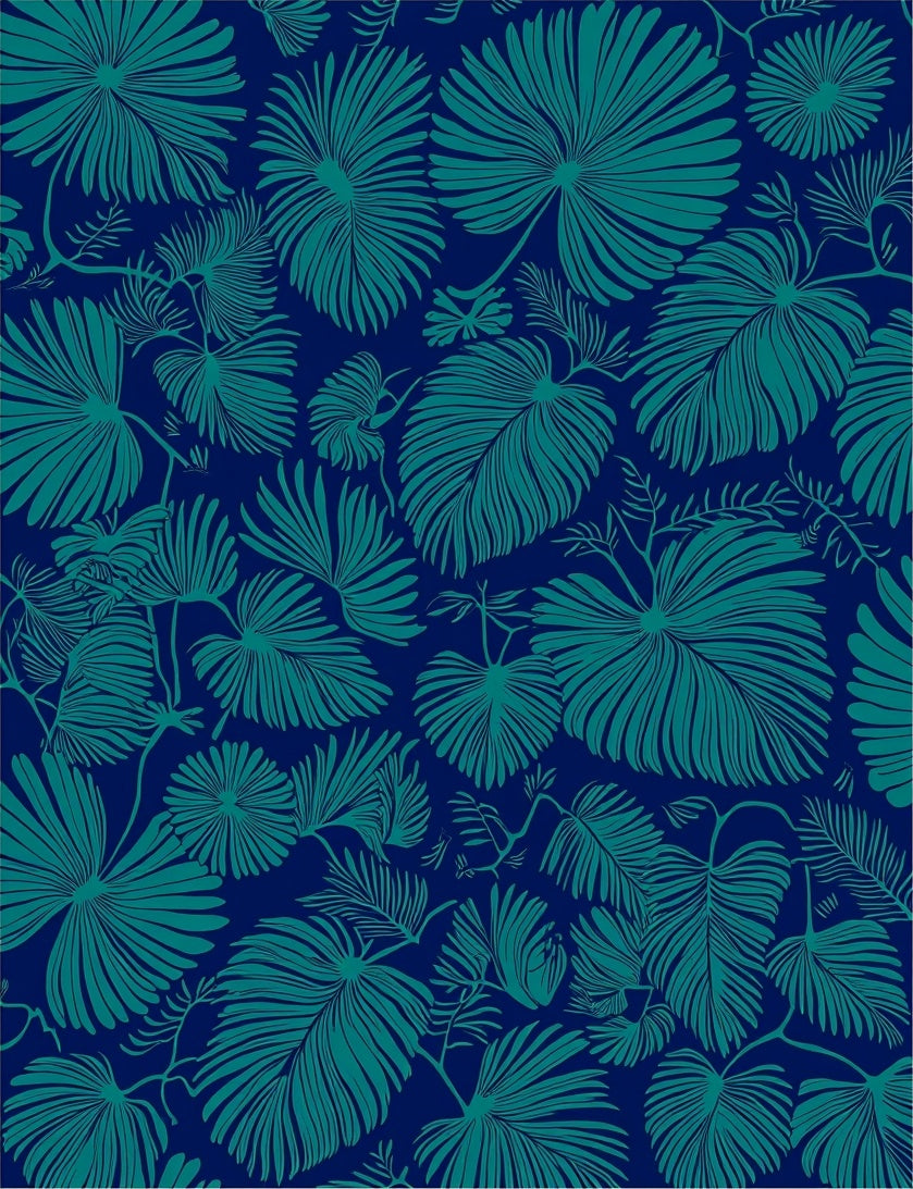 Tropical Leaf Silhouette Design Rug