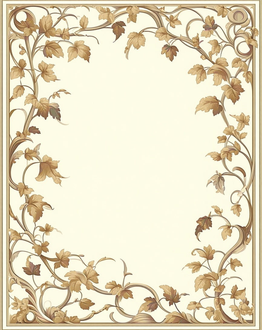 Ornate Golden Vine Border Design Rug