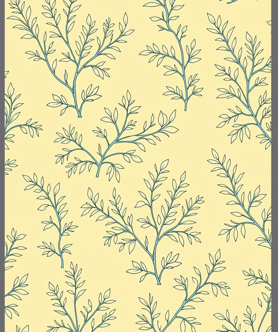 Light Yellow Leaf Branch Pattern Rug